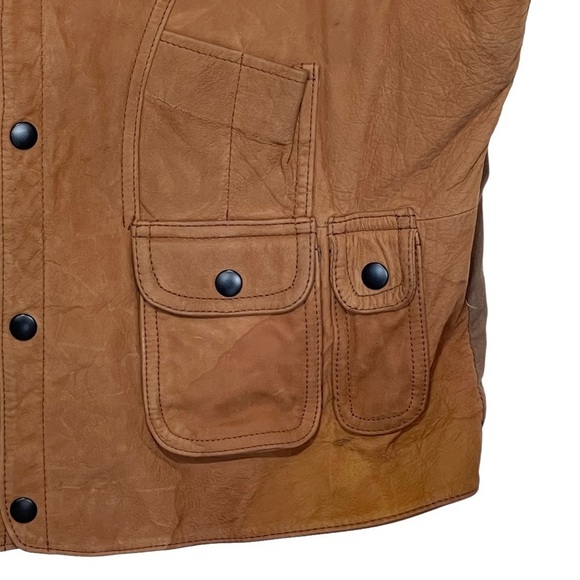 ORVIS Cognac Suede Leather Sportsman Munitions Snap Front Outdoors Vest  Medium - Picture 7 of 13